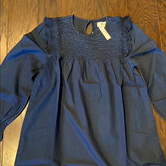 Madewell Indigo Ruffle-Neck Smocked Babydoll Dress - Picture 5 of 10